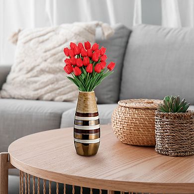 24 Pcs Fake Tulips Artificial Flowers, PU Artificial Tulips Real Touch with Stems for Home Decor