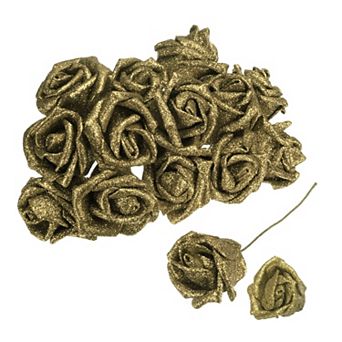 50 pc Glitters Roses Artificial Flower, Fake Roses with Stems Foam Real Touch Faux Roses