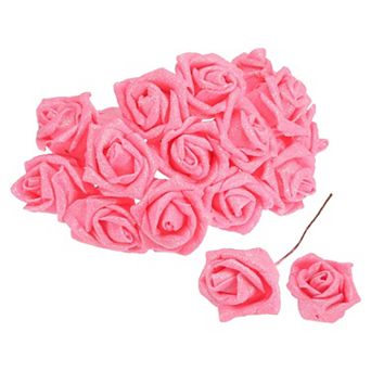 50 pc Glitters Roses Artificial Flower, Fake Roses with Stems Foam Real Touch Faux Roses