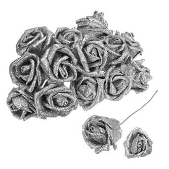 50 pc Glitters Roses Artificial Flower, Fake Roses with Stems Foam Real Touch Faux Roses