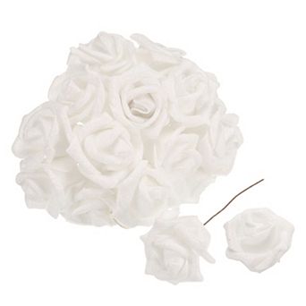 50 pc Glitters Roses Artificial Flower, Fake Roses with Stems Foam Real Touch Faux Roses