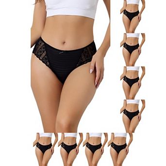 9 Packs Women's Lace Panties Mid-Waist Full Coverage Stretchy Briefs Thin Breathable Knickers