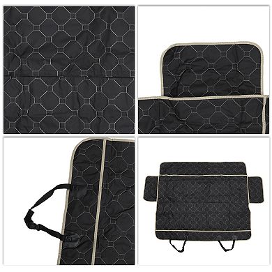 Durable Car Seat Cover for Pet Football Checkered Pattern Grey 1 Pc