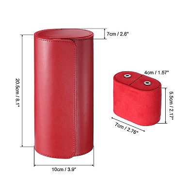 Leather Watch Travel Case Single Watch Roll Storage Box Organizer, 3 Slot