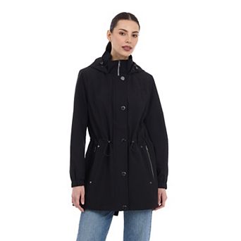 Women's London Fog Snap-Front Removable Hood Anorak Jacket