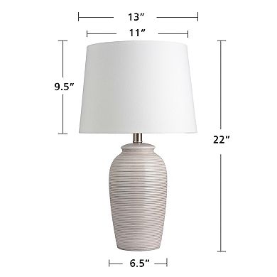 Ceramic Beige Stripe Table Lamp