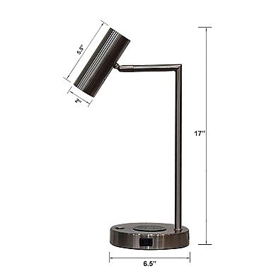 Brushed Silver Cylinder Task Lamp