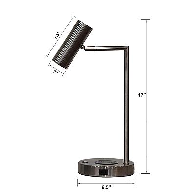 Brushed Silver Cylinder Task Lamp
