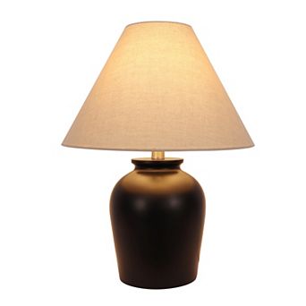 Wide Black Ceramic Table Lamp