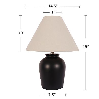 Wide Black Ceramic Table Lamp