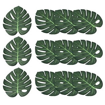 Green Palm Leaves, 24 pc Artificial Palm Leaves Faux Palm Fronds Fake Palm Leaf Simulation Leaves