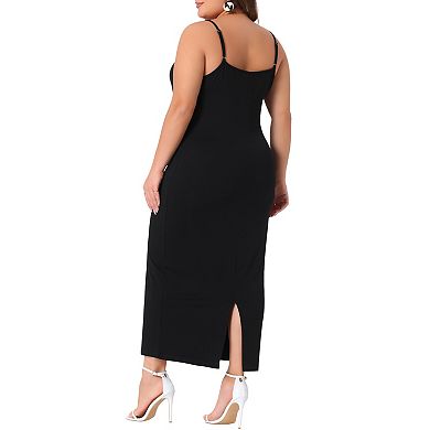 Plus Size Cami Dress for Women Sleeveless Spaghetti Strap Summer Maxi Long Dresses