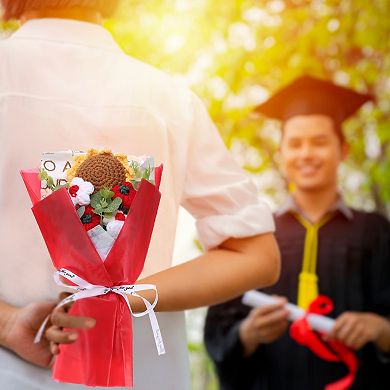 Crochet Flowers Bouquet, Handmade Knitted Bouquet, Crochet Artificial Flower, Graduation Bouquet