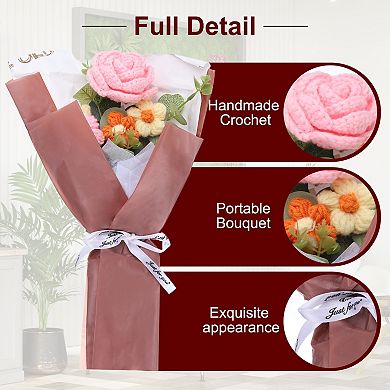 Crochet Flowers Bouquet, Handmade Knitted Bouquet, Crochet Artificial Flower, Graduation Bouquet