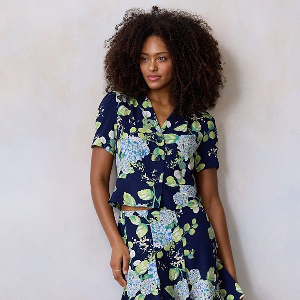 Chemisier LC Lauren Conrad Bleu Marine Avec Perles - Taille XL, Neuf Avec étiquettes