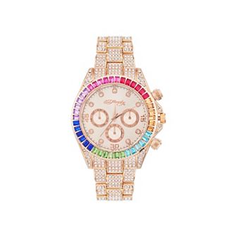 Ed Hardy Women's Colorful Crystal Bezel Rose Gold Tone Watch