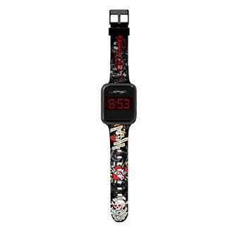 Ed Hardy Men's Skull Print Silicone Strap Digital Watch