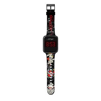 Ed Hardy Men's Skull Print Silicone Strap Digital Watch