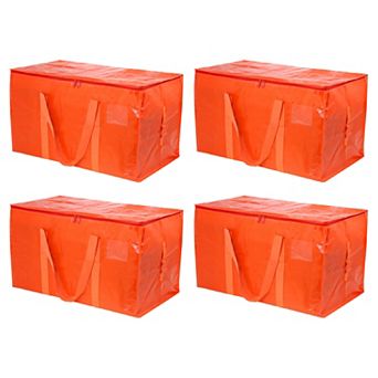 Extra Large Moving Bag, 4 pc with Reinforced Handle and Zipper Storage Tote Packing Bags Collapsible