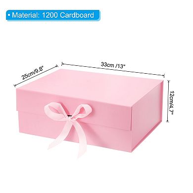 13"x10"x5" Magnetic Gift Box, Collapsible Paper Party Favor Boxes with Lid and Ribbon for Wedding