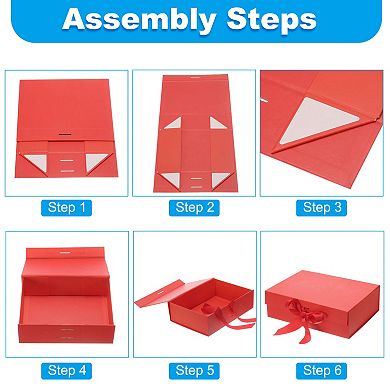 13"x10"x5" Magnetic Gift Box, Collapsible Paper Party Favor Boxes with Lid and Ribbon for Wedding