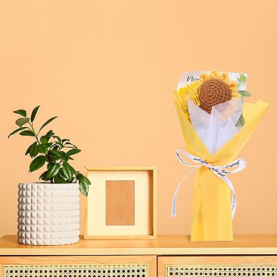 Crochet Flowers Bouquet, Sunflower Handmade Knitted Bouquet, Crochet Artificial Flower