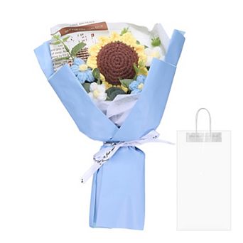 Crochet Flowers Bouquet, Sunflower Handmade Knitted Bouquet, Crochet Artificial Flower