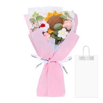 Crochet Flowers Bouquet, Sunflower Handmade Knitted Bouquet, Crochet Artificial Flower