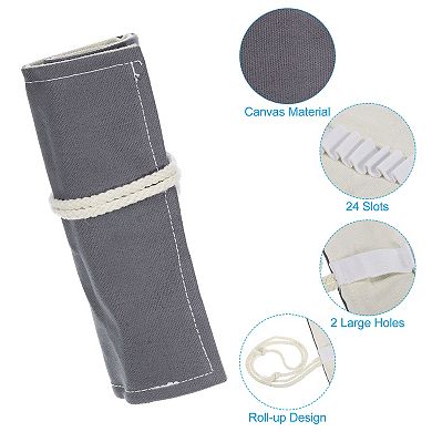 Handmade Roll Up Pencil Case, Canvas Pencil Wrap Pouch Pen Holder Organizer for Artist Drawing