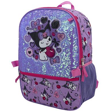 Kuromi 5-Piece Backpack, Lunch Bag, Pencil Case, Water Bottle, & Carabiner Set