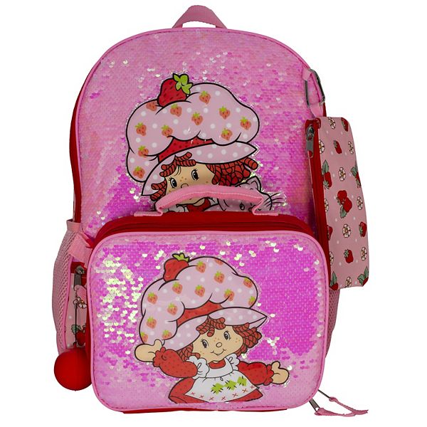 Strawberry Shortcake 5-Piece Backpack, Lunch Bag, Pencil Case, Squish Ball, & Carabiner Set - Strawberry Shortcake