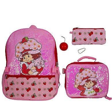 Strawberry Shortcake 5-Piece Backpack, Lunch Bag, Pencil Case, Squish Ball, & Carabiner Set