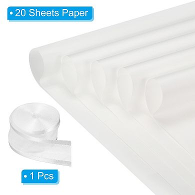 Flower Wrapping Paper Waterproof Flower Paper Wraps with Ribbon Floral Bouquet Supplies