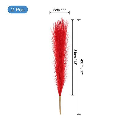 2 Pcs Faux Pampas Grass 17 Inch 10 Stem Artificial Fake Dried Pampas Grass Decor