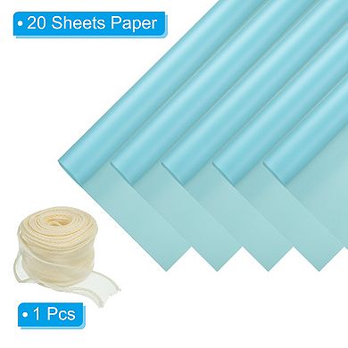 20 Sheets Flower Wrapping Paper, 22x22 Inch Floral Packaging Waterproof Paper with Ribbons