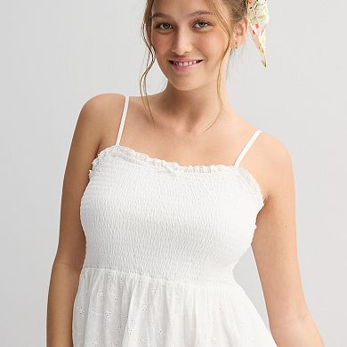 Juniors' Pink Republic Short Tiered Smocked Dress