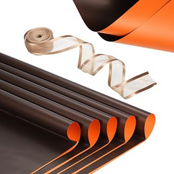 20 Sheets Flower Wrapping Paper, Waterproof Flower Paper Wraps with Ribbon Floral Bouquet Supplies