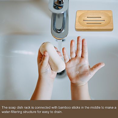 Wooden Soap Dish, Natural Soap Tray Soap Holder Saver with Self Draining 2 Pcs Wood Color NO SIZE