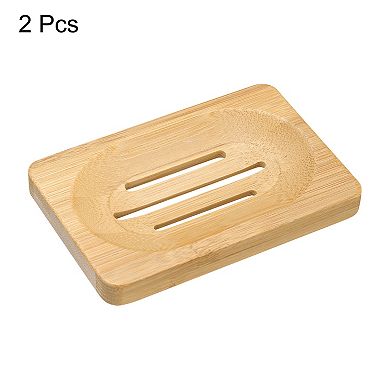 Wooden Soap Dish, Natural Soap Tray Soap Holder Saver with Self Draining 2 Pcs Wood Color NO SIZE