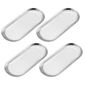 4 pc Stainless Steel Decorative Trays, Bathroom Trays, Serving Trays