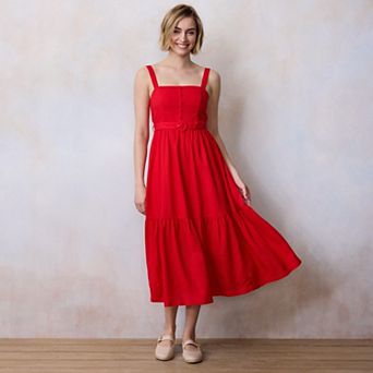 Petite LC Lauren Conrad Tiered Midi Picnic Dress