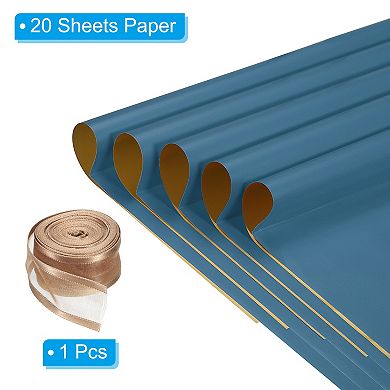 20 Sheets Flower Wrapping Paper, Waterproof Flower Paper Wraps with Ribbon 22.8x22.8 Inch