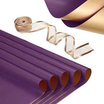 20 Sheets Flower Wrapping Paper, Waterproof Flower Paper Wraps with Ribbon 22.8x22.8 Inch