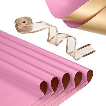 20 Sheets Flower Wrapping Paper, Waterproof Flower Paper Wraps with Ribbon 22.8x22.8 Inch