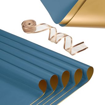 20 Sheets Flower Wrapping Paper, Waterproof Flower Paper Wraps with Ribbon 22.8x22.8 Inch