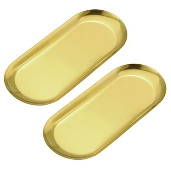 2 pc Stainless Steel Decorative Trays, Bathroom Trays, Small Serving Trays