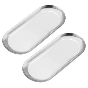 2 pc Stainless Steel Decorative Trays, Bathroom Trays, Small Serving Trays