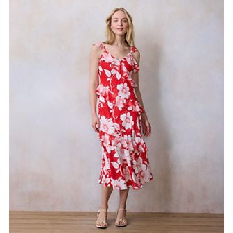Petite LC Lauren Conrad Asymmetrical Ruffle Tea Length Dress