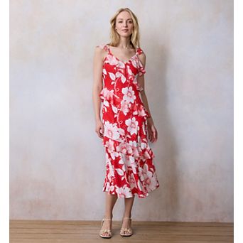 Petite LC Lauren Conrad Asymmetrical Ruffle Tea Length Dress