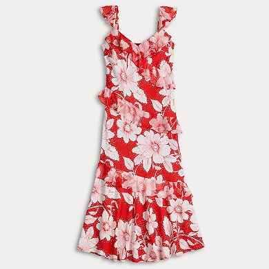 Petite LC Lauren Conrad Asymmetrical Ruffle Tea Length Dress